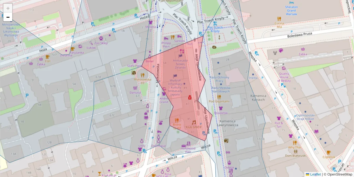 Szczegółowa mapa kodu pocztowego 00-536 z granicami, sąsiednimi kodami pocztowymi i urzędami pocztowymi