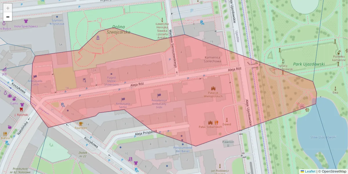 Szczegółowa mapa kodu pocztowego 00-556 z granicami, sąsiednimi kodami pocztowymi i urzędami pocztowymi