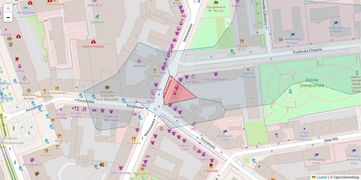 Szczegółowa mapa kodu pocztowego 00-558 z granicami, sąsiednimi kodami pocztowymi i urzędami pocztowymi