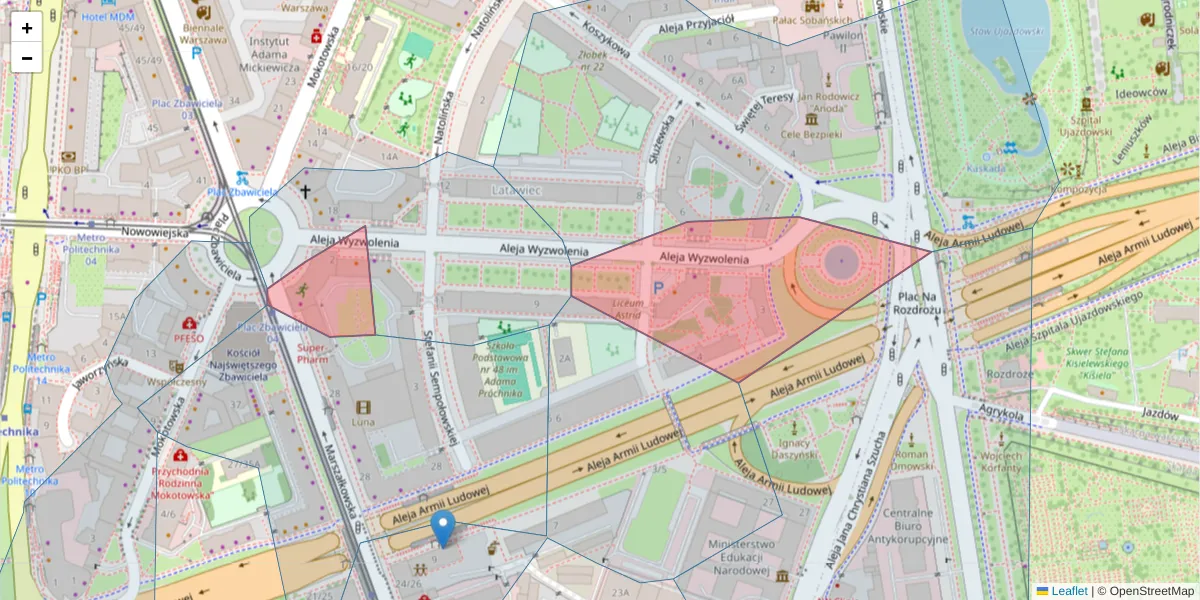 Szczegółowa mapa kodu pocztowego 00-572 z granicami, sąsiednimi kodami pocztowymi i urzędami pocztowymi