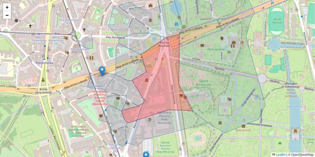 Szczegółowa mapa kodu pocztowego 00-580 z granicami, sąsiednimi kodami pocztowymi i urzędami pocztowymi