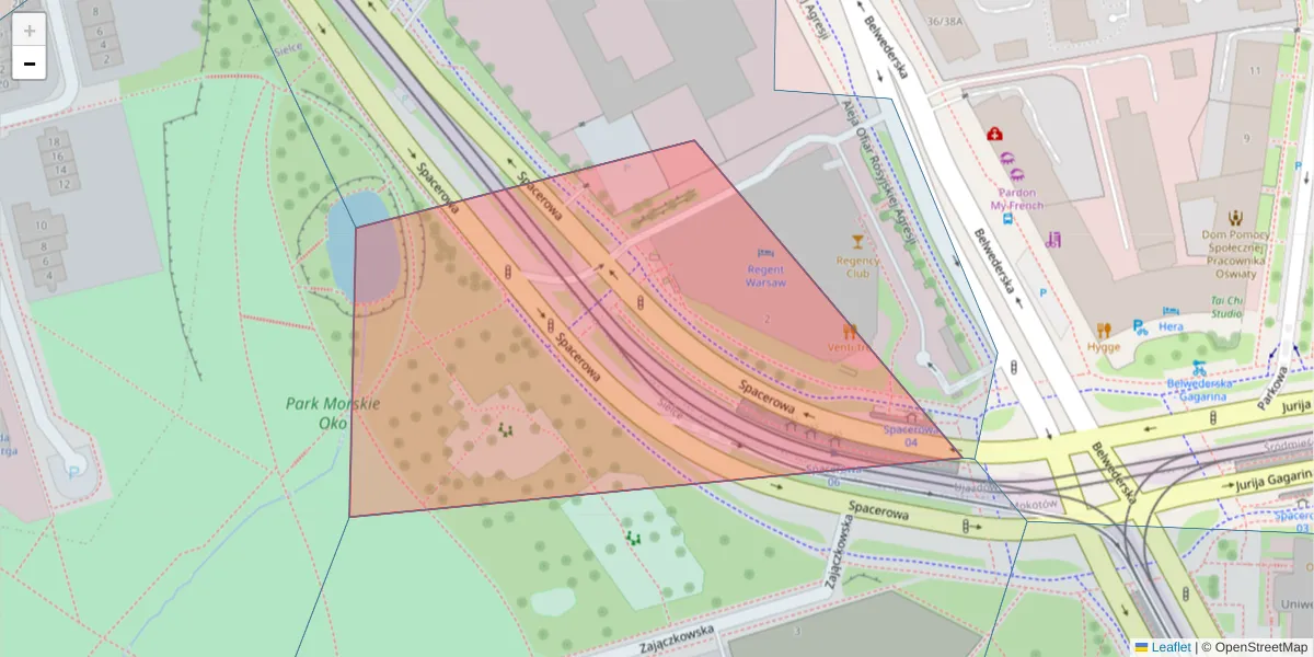 Szczegółowa mapa kodu pocztowego 00-592 z granicami, sąsiednimi kodami pocztowymi i urzędami pocztowymi