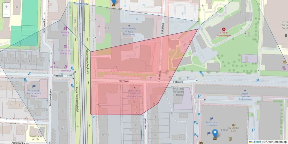 Szczegółowa mapa kodu pocztowego 00-611 z granicami, sąsiednimi kodami pocztowymi i urzędami pocztowymi