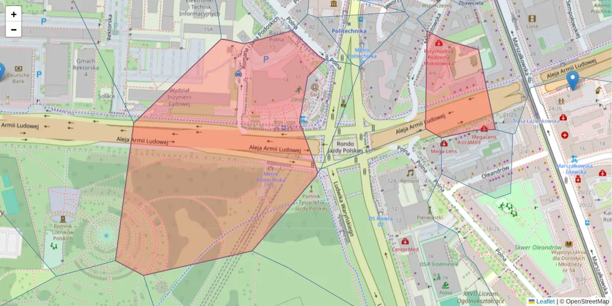 Szczegółowa mapa kodu pocztowego 00-638 z granicami, sąsiednimi kodami pocztowymi i urzędami pocztowymi