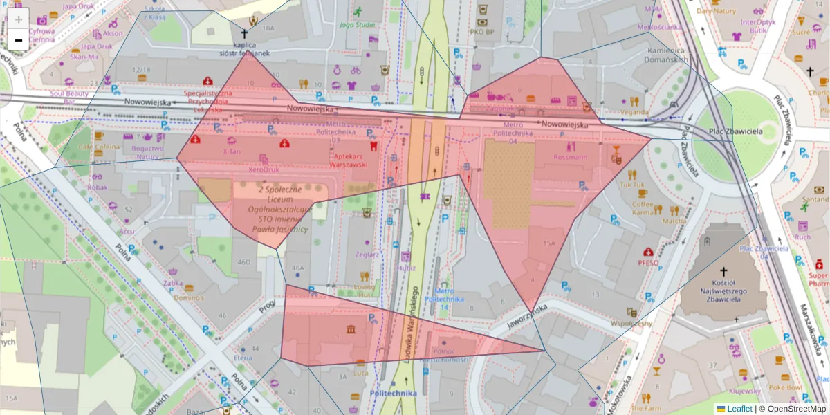 Szczegółowa mapa kodu pocztowego 00-643 z granicami, sąsiednimi kodami pocztowymi i urzędami pocztowymi