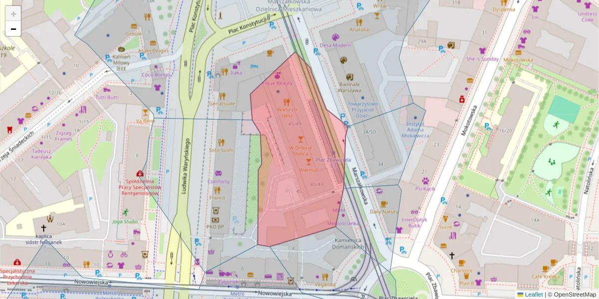 Szczegółowa mapa kodu pocztowego 00-648 z granicami, sąsiednimi kodami pocztowymi i urzędami pocztowymi