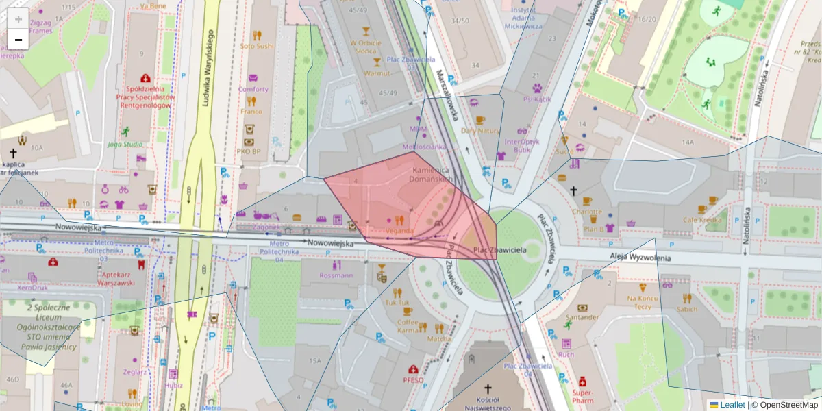 Szczegółowa mapa kodu pocztowego 00-651 z granicami, sąsiednimi kodami pocztowymi i urzędami pocztowymi