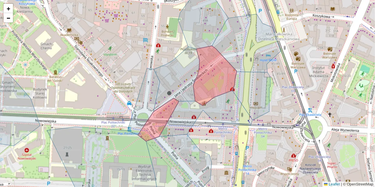 Szczegółowa mapa kodu pocztowego 00-654 z granicami, sąsiednimi kodami pocztowymi i urzędami pocztowymi