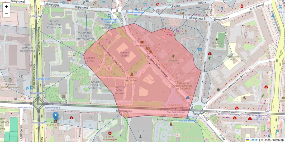 Szczegółowa mapa kodu pocztowego 00-666 z granicami, sąsiednimi kodami pocztowymi i urzędami pocztowymi