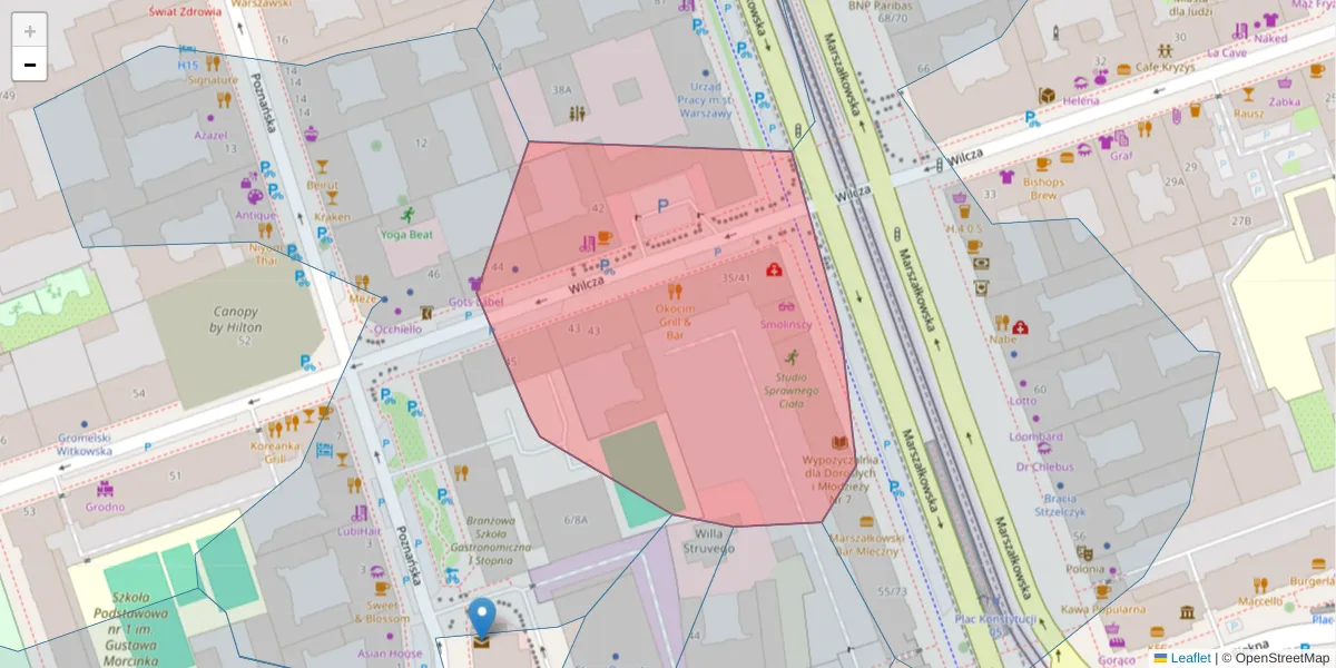 Szczegółowa mapa kodu pocztowego 00-678 z granicami, sąsiednimi kodami pocztowymi i urzędami pocztowymi