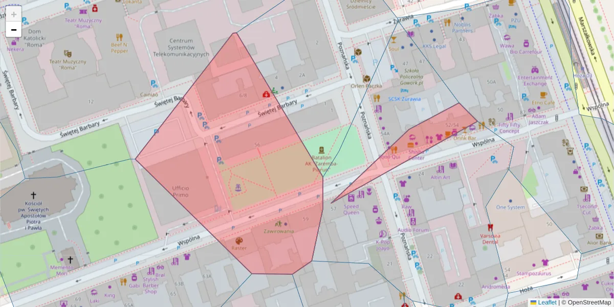 Szczegółowa mapa kodu pocztowego 00-684 z granicami, sąsiednimi kodami pocztowymi i urzędami pocztowymi