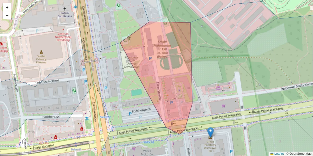 Szczegółowa mapa kodu pocztowego 00-719 z granicami, sąsiednimi kodami pocztowymi i urzędami pocztowymi