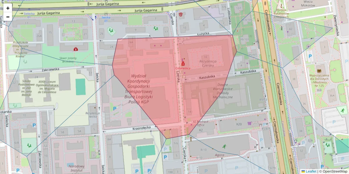 Szczegółowa mapa kodu pocztowego 00-732 z granicami, sąsiednimi kodami pocztowymi i urzędami pocztowymi
