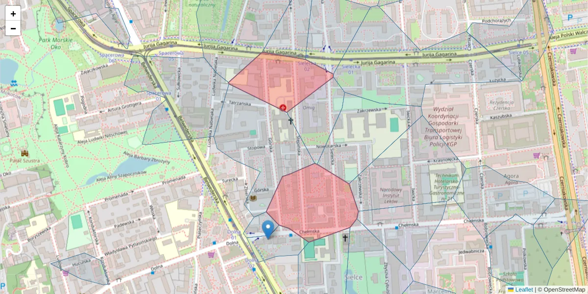 Szczegółowa mapa kodu pocztowego 00-739 z granicami, sąsiednimi kodami pocztowymi i urzędami pocztowymi