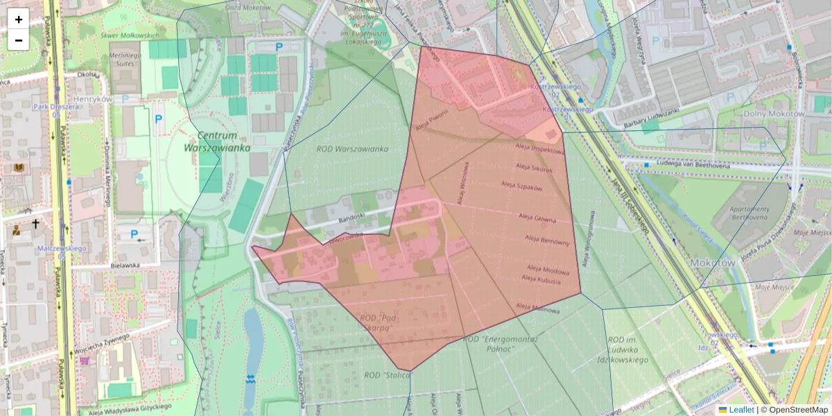 Szczegółowa mapa kodu pocztowego 00-766 z granicami, sąsiednimi kodami pocztowymi i urzędami pocztowymi