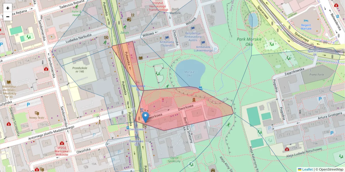 Szczegółowa mapa kodu pocztowego 00-784 z granicami, sąsiednimi kodami pocztowymi i urzędami pocztowymi