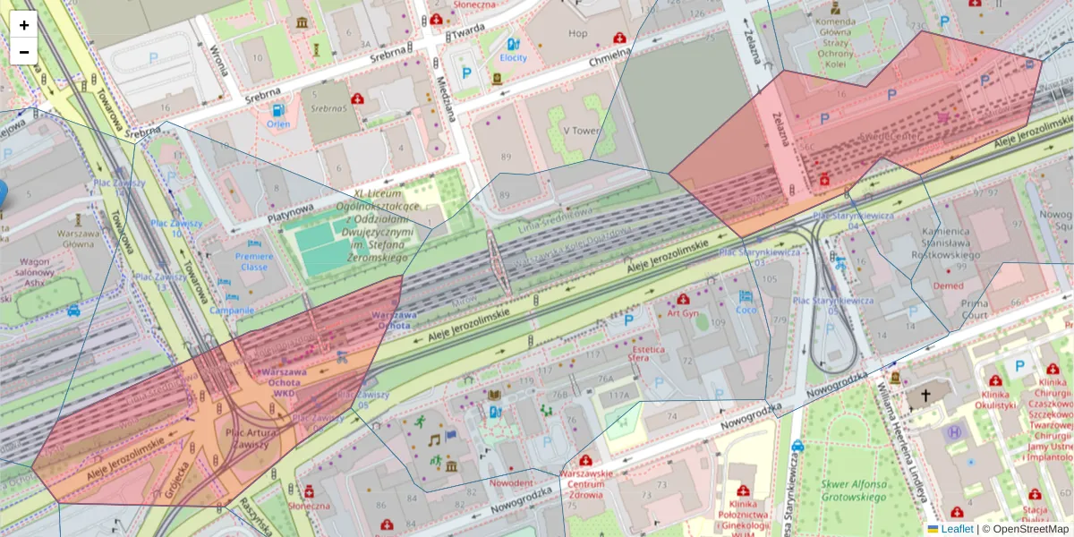 Szczegółowa mapa kodu pocztowego 00-803 z granicami, sąsiednimi kodami pocztowymi i urzędami pocztowymi