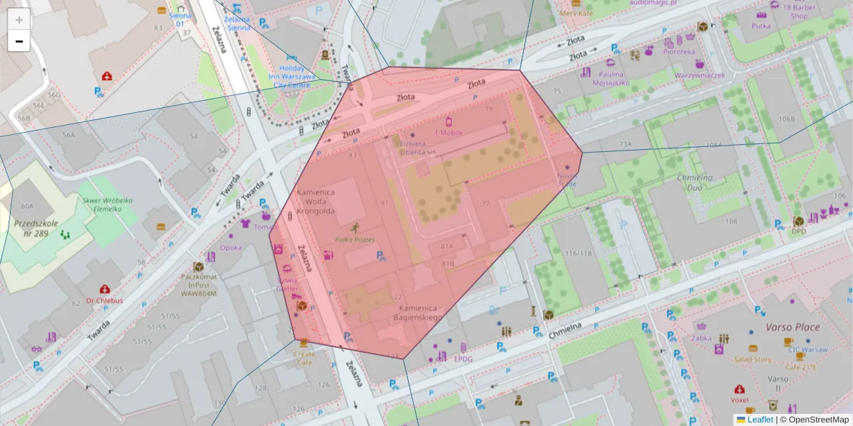 Szczegółowa mapa kodu pocztowego 00-806 z granicami, sąsiednimi kodami pocztowymi i urzędami pocztowymi