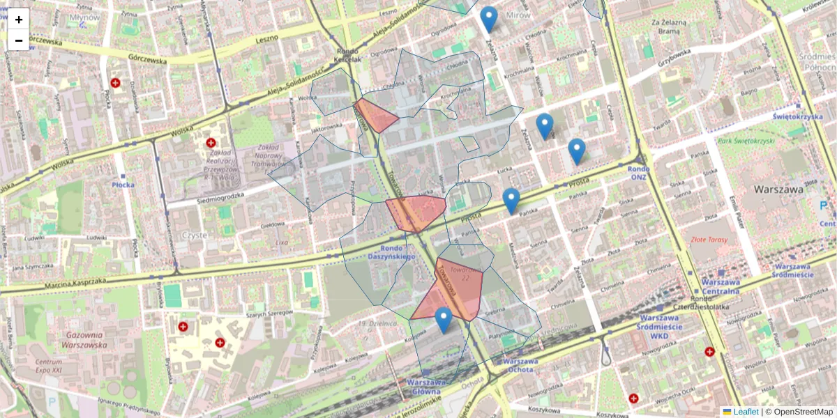 Szczegółowa mapa kodu pocztowego 00-839 z granicami, sąsiednimi kodami pocztowymi i urzędami pocztowymi