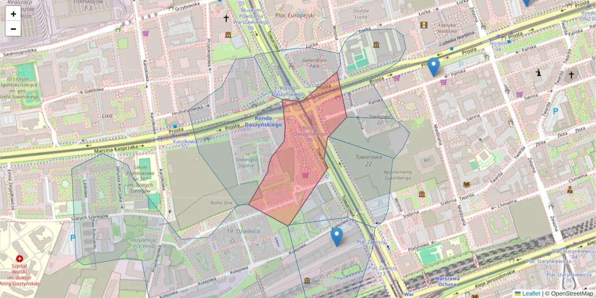 Szczegółowa mapa kodu pocztowego 00-843 z granicami, sąsiednimi kodami pocztowymi i urzędami pocztowymi