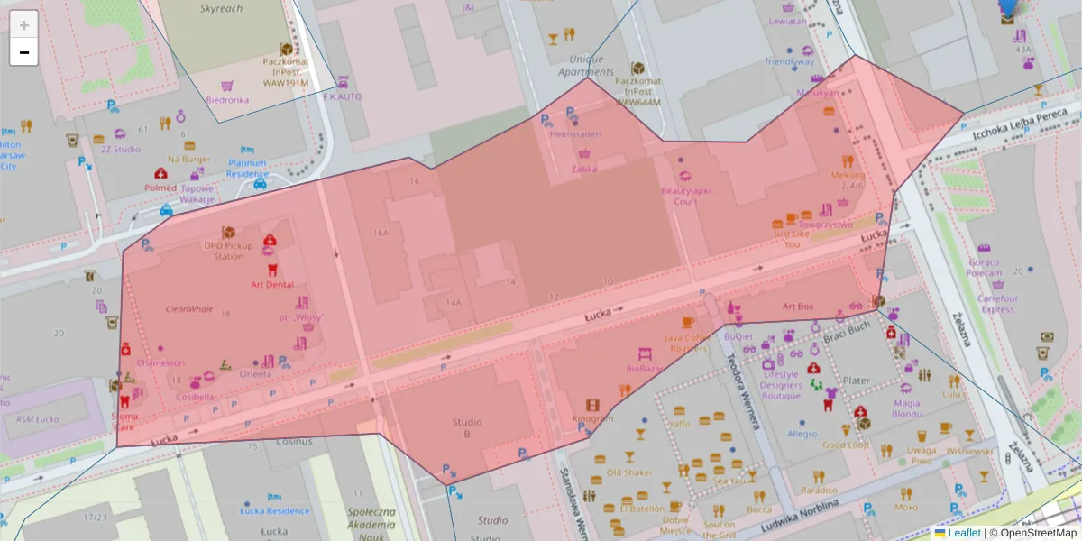 Szczegółowa mapa kodu pocztowego 00-845 z granicami, sąsiednimi kodami pocztowymi i urzędami pocztowymi