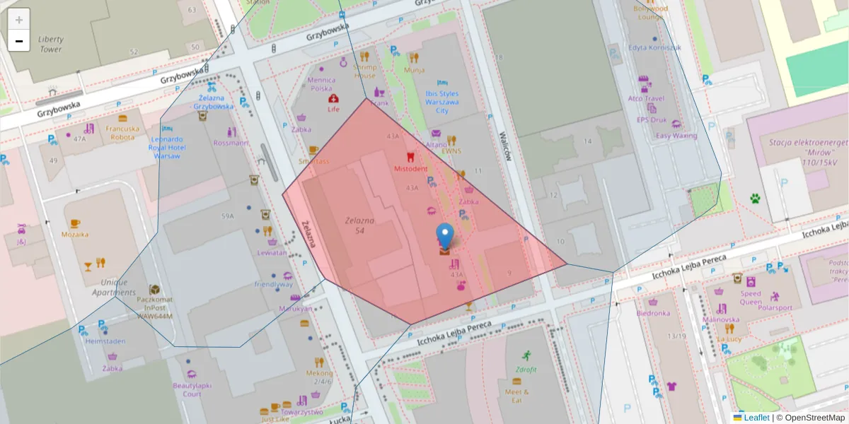 Szczegółowa mapa kodu pocztowego 00-852 z granicami, sąsiednimi kodami pocztowymi i urzędami pocztowymi