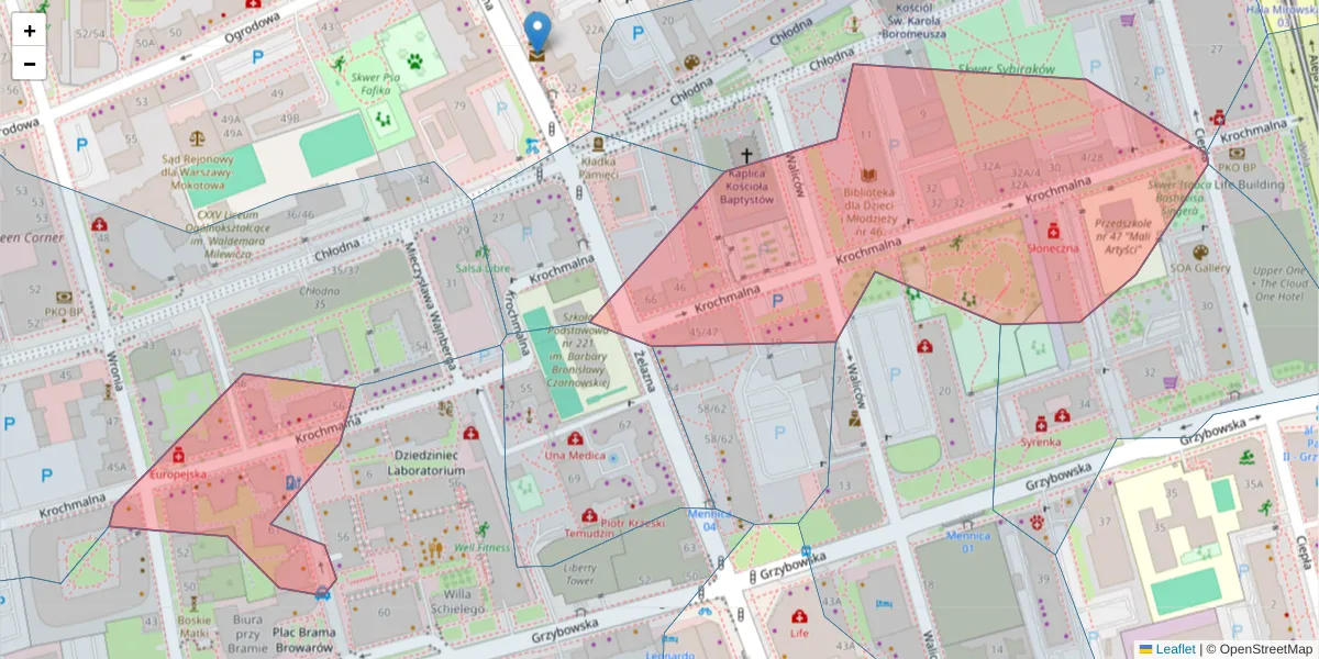 Szczegółowa mapa kodu pocztowego 00-864 z granicami, sąsiednimi kodami pocztowymi i urzędami pocztowymi