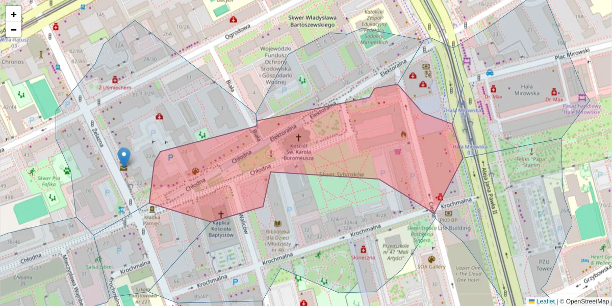 Szczegółowa mapa kodu pocztowego 00-891 z granicami, sąsiednimi kodami pocztowymi i urzędami pocztowymi