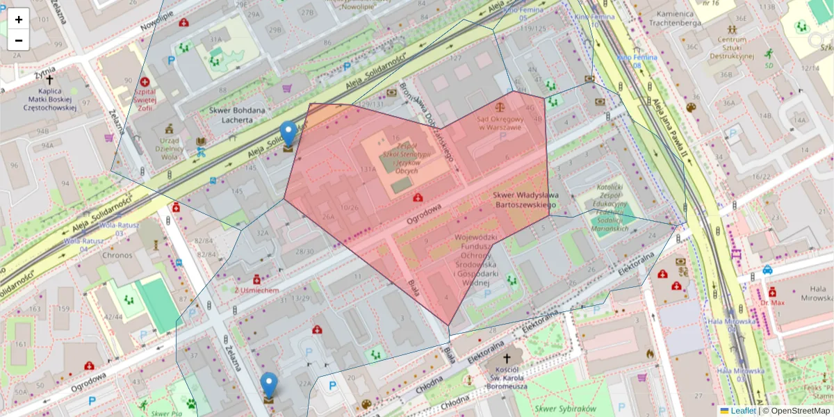 Szczegółowa mapa kodu pocztowego 00-896 z granicami, sąsiednimi kodami pocztowymi i urzędami pocztowymi
