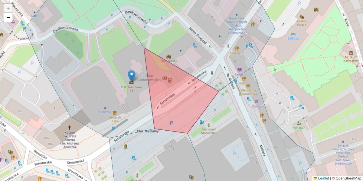Szczegółowa mapa kodu pocztowego 00-923 z granicami, sąsiednimi kodami pocztowymi i urzędami pocztowymi