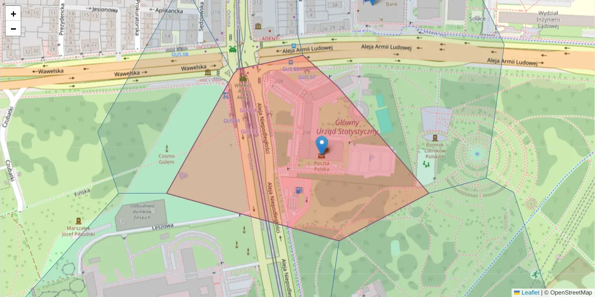 Szczegółowa mapa kodu pocztowego 00-925 z granicami, sąsiednimi kodami pocztowymi i urzędami pocztowymi