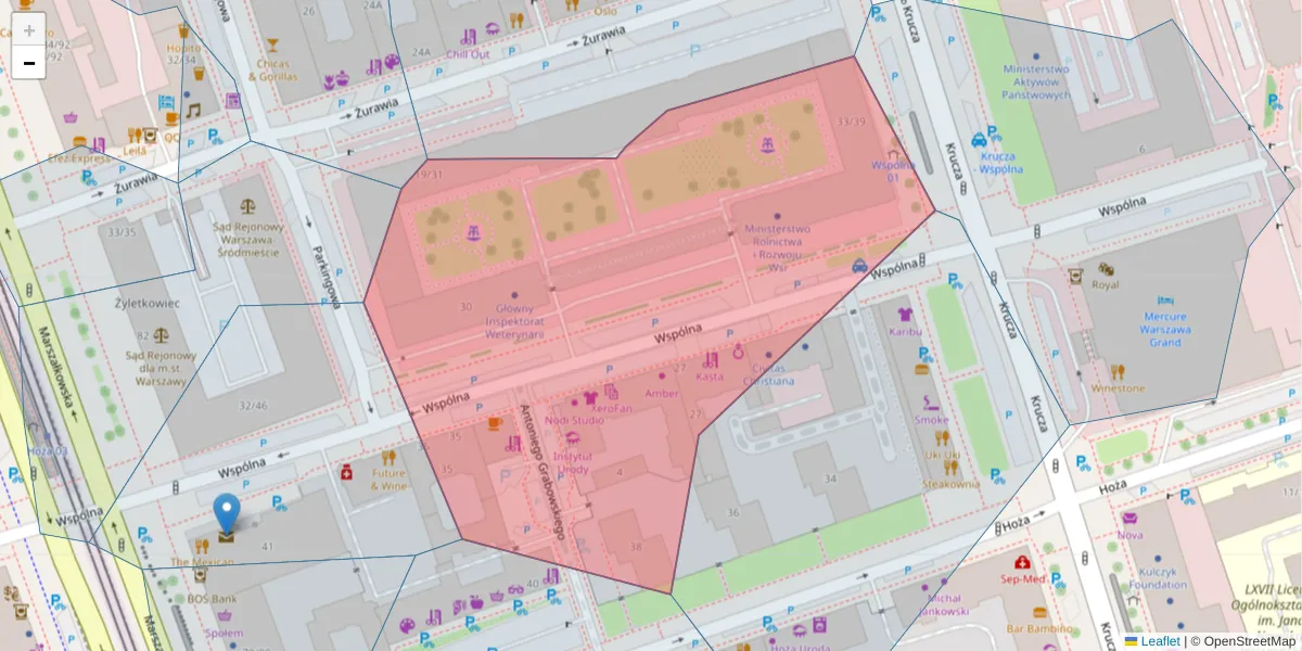 Szczegółowa mapa kodu pocztowego 00-930 z granicami, sąsiednimi kodami pocztowymi i urzędami pocztowymi