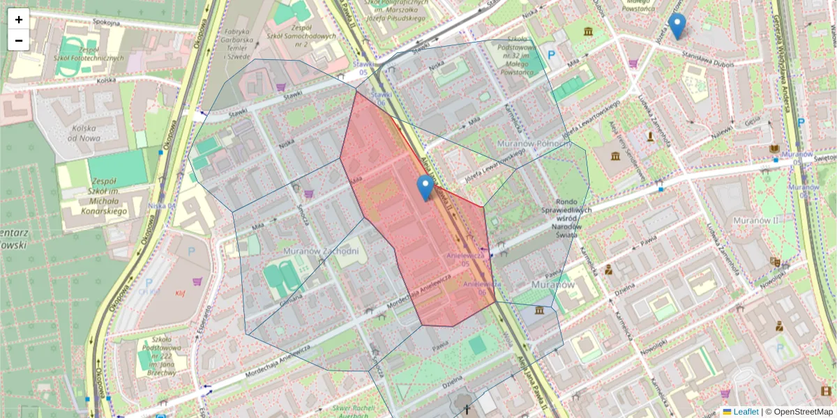 Szczegółowa mapa kodu pocztowego 01-031 z granicami, sąsiednimi kodami pocztowymi i urzędami pocztowymi