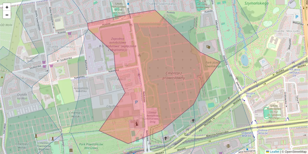 Szczegółowa mapa kodu pocztowego 01-103 z granicami, sąsiednimi kodami pocztowymi i urzędami pocztowymi