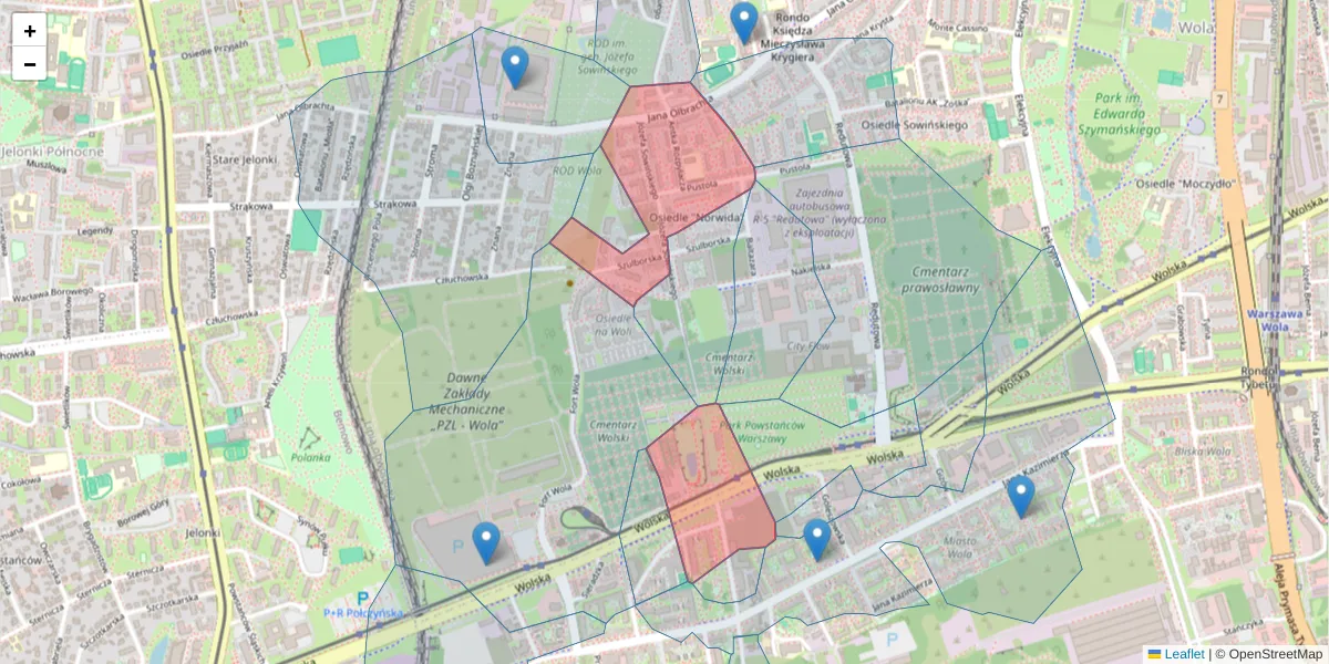 Szczegółowa mapa kodu pocztowego 01-105 z granicami, sąsiednimi kodami pocztowymi i urzędami pocztowymi