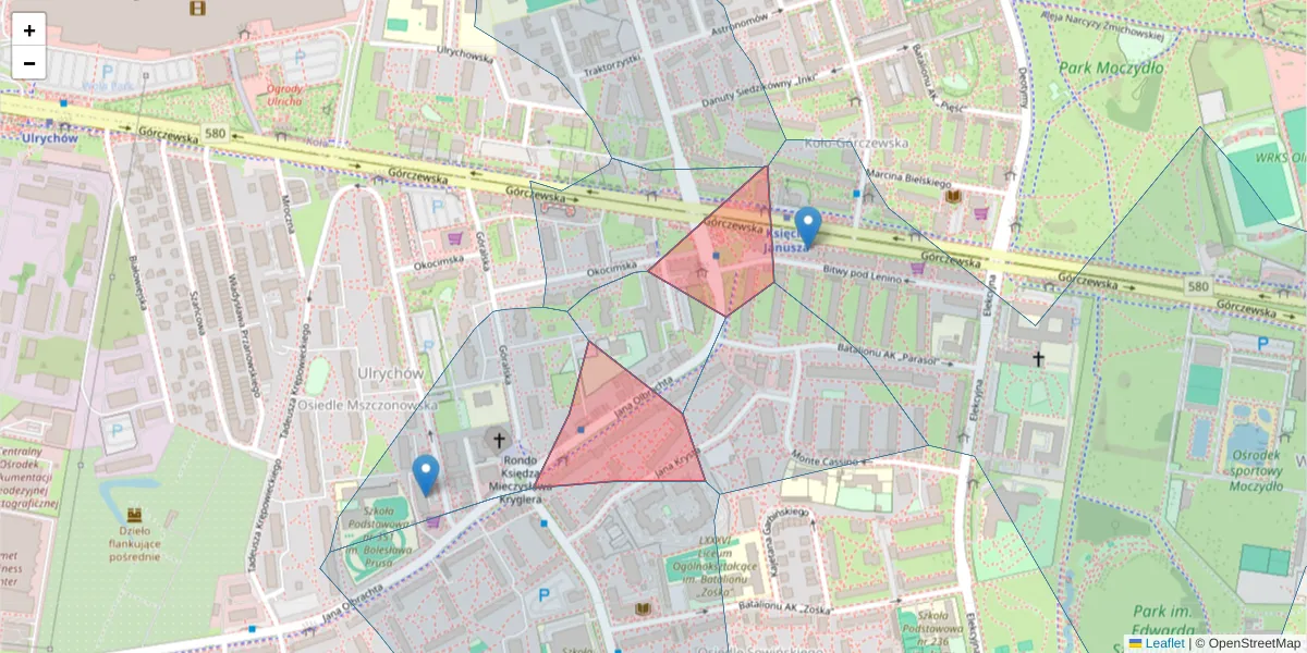 Szczegółowa mapa kodu pocztowego 01-111 z granicami, sąsiednimi kodami pocztowymi i urzędami pocztowymi