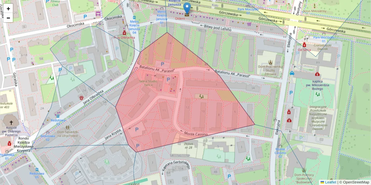 Szczegółowa mapa kodu pocztowego 01-120 z granicami, sąsiednimi kodami pocztowymi i urzędami pocztowymi