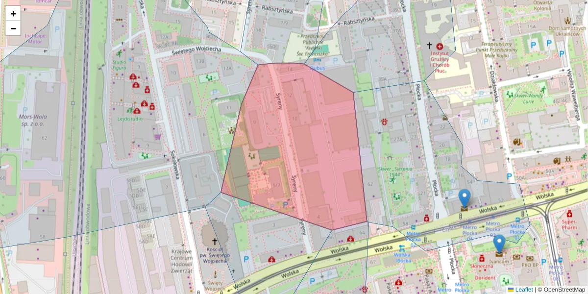 Szczegółowa mapa kodu pocztowego 01-132 z granicami, sąsiednimi kodami pocztowymi i urzędami pocztowymi