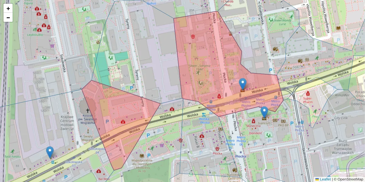 Szczegółowa mapa kodu pocztowego 01-134 z granicami, sąsiednimi kodami pocztowymi i urzędami pocztowymi