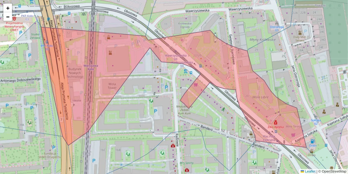 Szczegółowa mapa kodu pocztowego 01-161 z granicami, sąsiednimi kodami pocztowymi i urzędami pocztowymi
