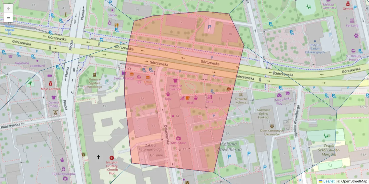 Szczegółowa mapa kodu pocztowego 01-186 z granicami, sąsiednimi kodami pocztowymi i urzędami pocztowymi