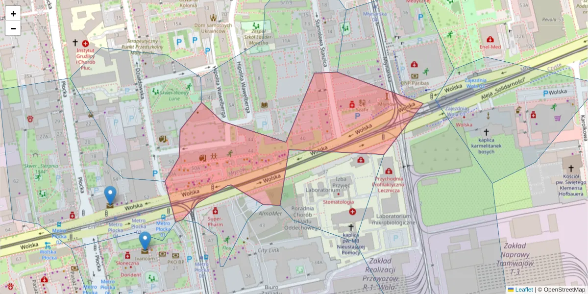 Szczegółowa mapa kodu pocztowego 01-187 z granicami, sąsiednimi kodami pocztowymi i urzędami pocztowymi
