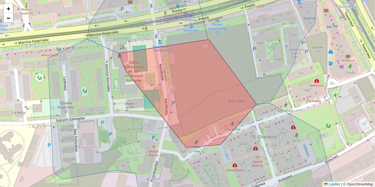 Szczegółowa mapa kodu pocztowego 01-207 z granicami, sąsiednimi kodami pocztowymi i urzędami pocztowymi