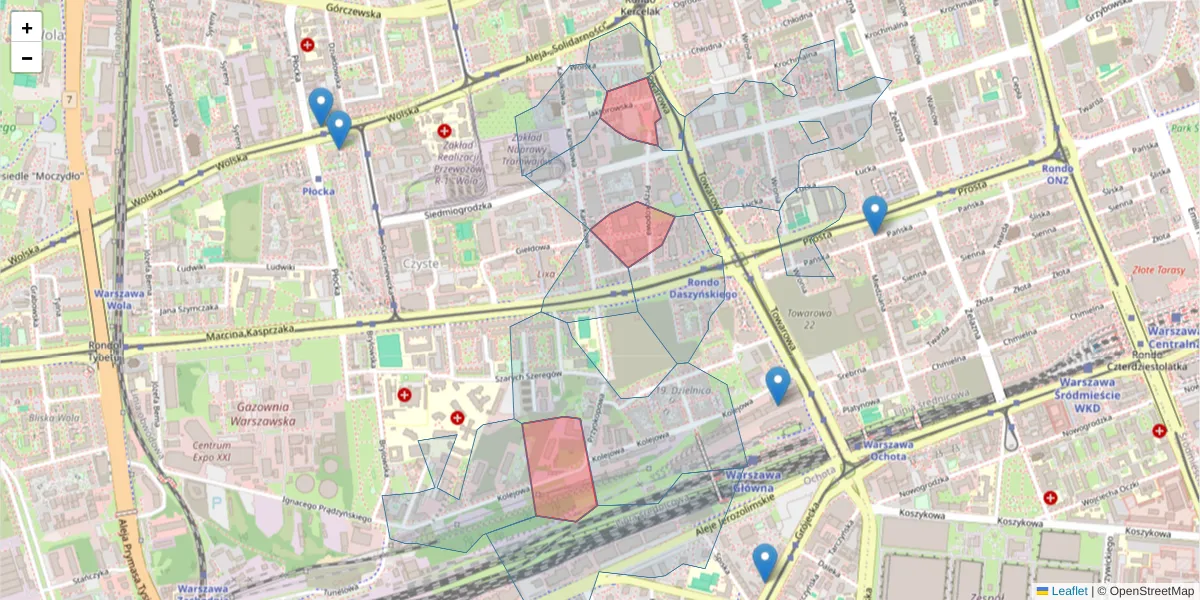 Szczegółowa mapa kodu pocztowego 01-208 z granicami, sąsiednimi kodami pocztowymi i urzędami pocztowymi