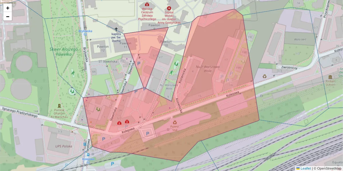 Szczegółowa mapa kodu pocztowego 01-217 z granicami, sąsiednimi kodami pocztowymi i urzędami pocztowymi