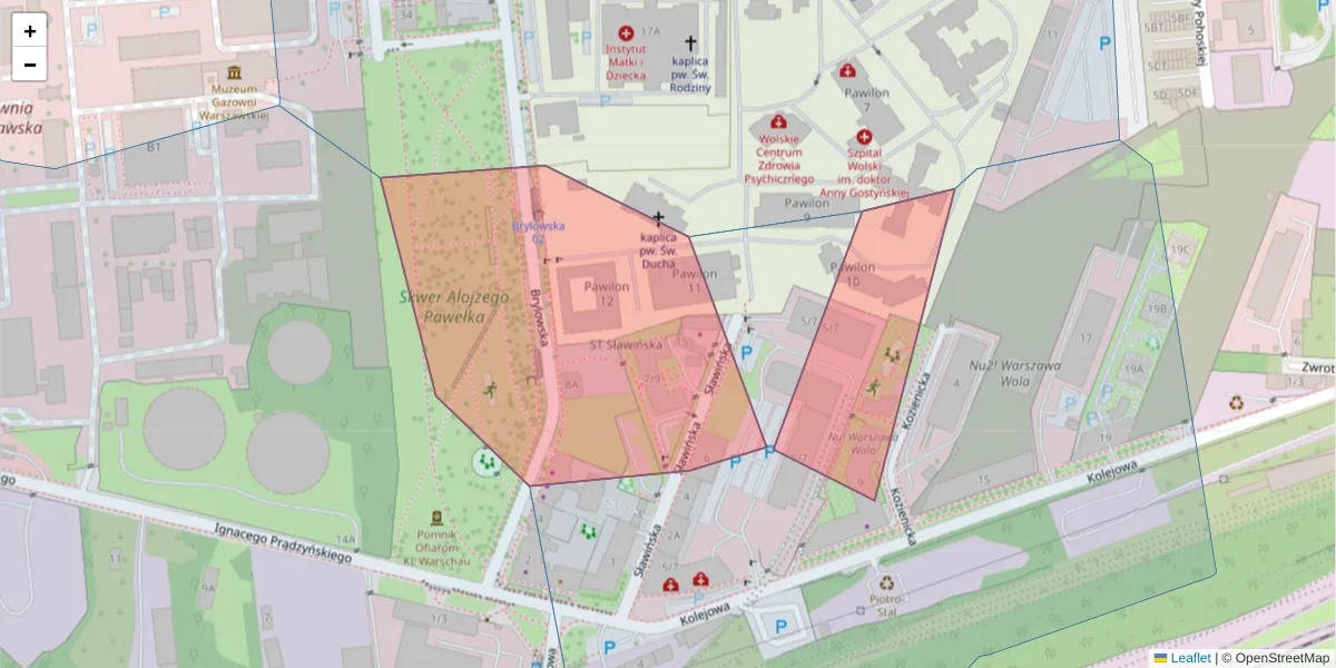 Szczegółowa mapa kodu pocztowego 01-218 z granicami, sąsiednimi kodami pocztowymi i urzędami pocztowymi