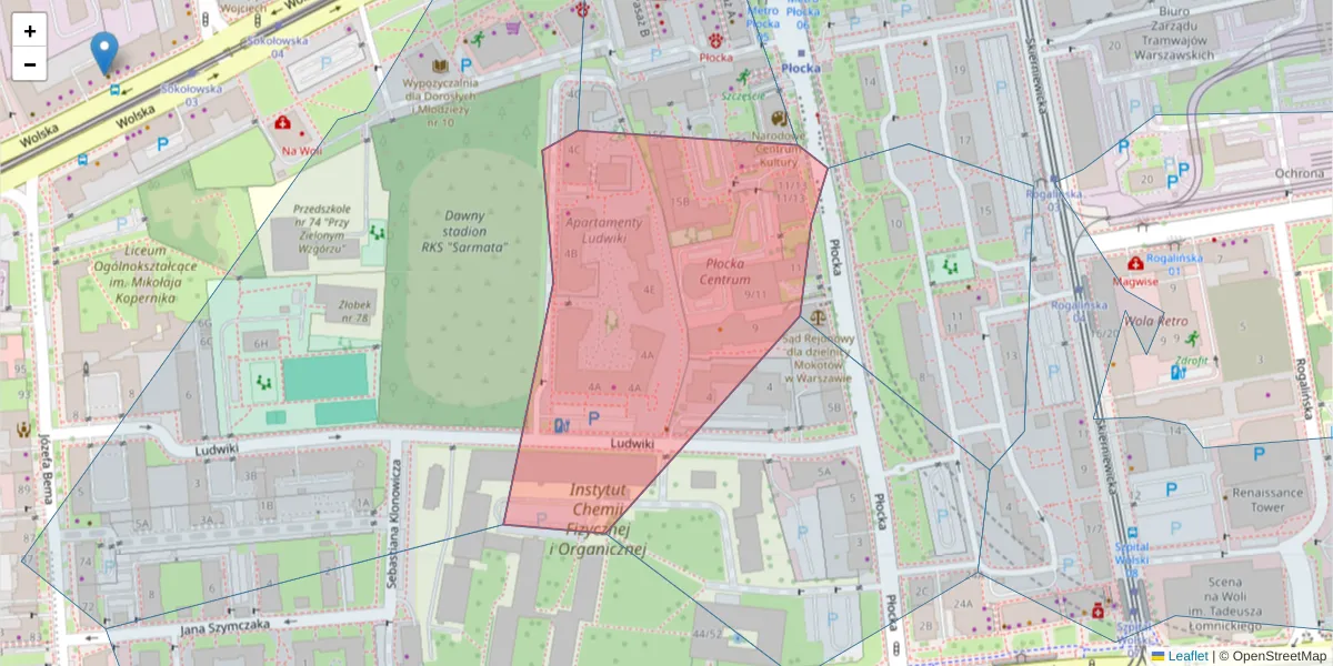 Szczegółowa mapa kodu pocztowego 01-226 z granicami, sąsiednimi kodami pocztowymi i urzędami pocztowymi