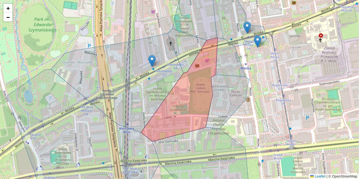 Szczegółowa mapa kodu pocztowego 01-229 z granicami, sąsiednimi kodami pocztowymi i urzędami pocztowymi