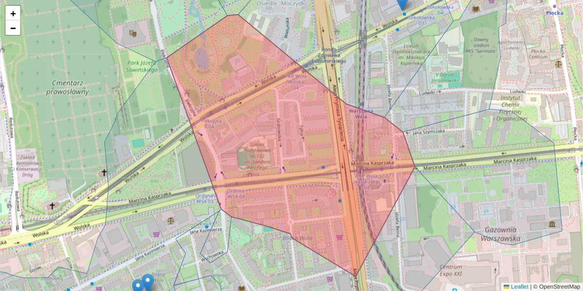 Szczegółowa mapa kodu pocztowego 01-234 z granicami, sąsiednimi kodami pocztowymi i urzędami pocztowymi