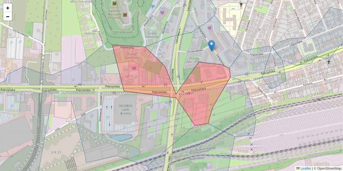 Szczegółowa mapa kodu pocztowego 01-302 z granicami, sąsiednimi kodami pocztowymi i urzędami pocztowymi